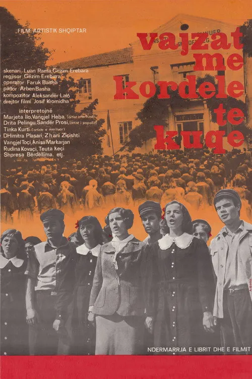 Plakat: Dziewczęta z czerwonymi kokardami