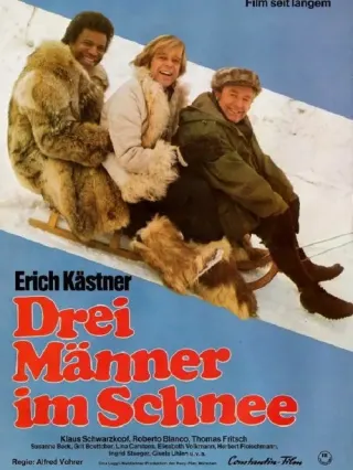 Plakat: Drei Männer im Schnee